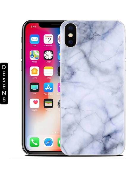 Ally Iphone x Xs Mermer Desenli Soft Silikon KILIF-(1903)