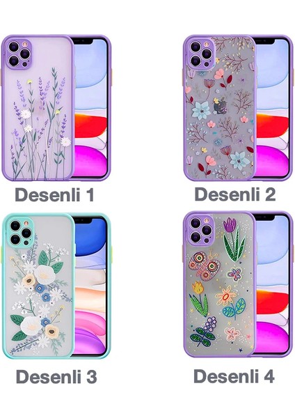 iPhone 12 Pro 6.1inç Kamera Korumalı Çiçek Desenli Silikon KILIF-(1903) modelleri