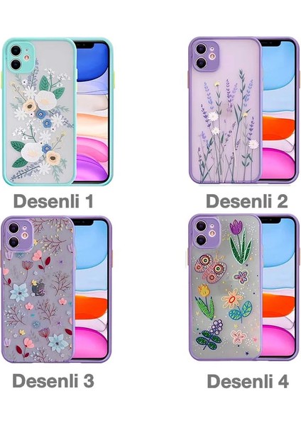 iPhone 12 6.1inç Kamera Korumalı Çiçek Desenli Silikon KILIF-(1903) modelleri