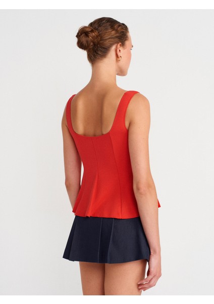 31987 Peplum Etekli Yelek-Kırmızı fiyatları