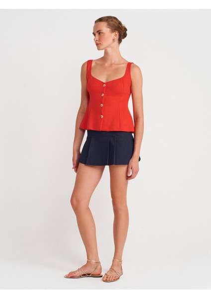 31987 Peplum Etekli Yelek-Kırmızı fırsatları