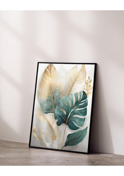 Metal Çerçeveli Gerçek Camlı Tablo , Dijital Baskı, Soyut Tablo, Monstera ,salon , Ofis Dekorasyon fiyatları