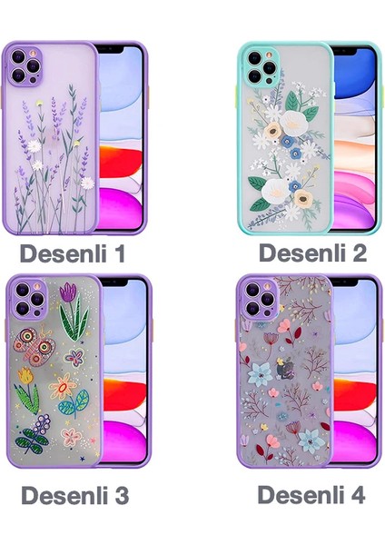 iPhone 12 Pro Max 6.7inç Kamera Korumalı Çiçek Desenli Silikon KILIF-(1903) modelleri