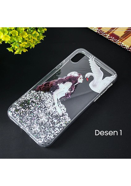 Iphone x Xs 3D Diamond Elbise Şeffaf Silikon KILIF-(1903)