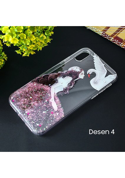 Iphone x Xs 3D Diamond Elbise Şeffaf Silikon KILIF-(1903)