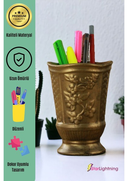 Masa Kalemliği Organizer Altın Eskitme Renk Model 9 indirimleri