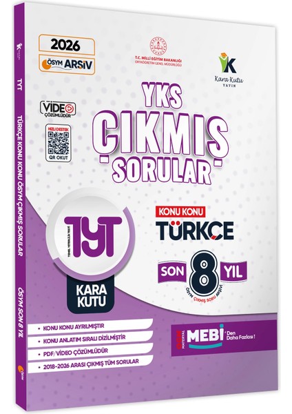 2026 Yks-Tyt Türkçe Karakutu Ösym Çıkmış Soru Bankası Video/pdf Çözümlü Konu Konu Son 8 Yıl