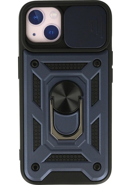 Newface iPhone 13 Kılıf Pars Lens Yüzüklü Silikon - Lacivert