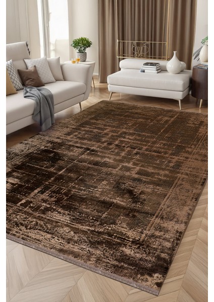 Poema PO003 Kahverengi Uzun Ömürlü Yumuşak Dokulu Salon Mutfak Koridor Oturma Odası Yolluk Halı