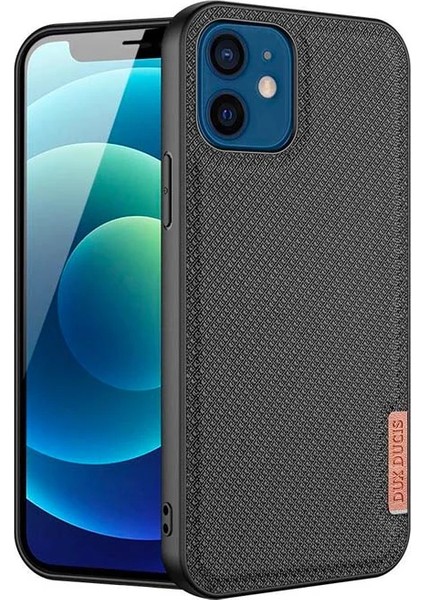 Dux Ducis Fino Serisi iPhone 12 -12 Pro 6.1inç Kılıf Premium Dokuma Silikon KILIF-(1903)
