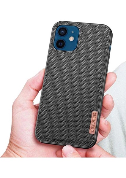 Dux Ducis Fino Serisi iPhone 12 -12 Pro 6.1inç Kılıf Premium Dokuma Silikon KILIF-(1903)