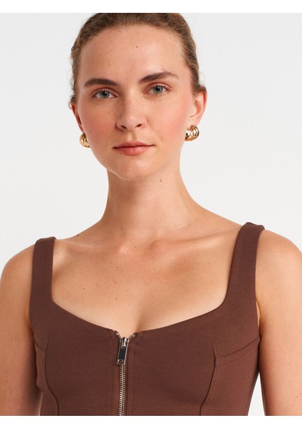 31978 Fermuarlı Top-Açık Kahve modelleri