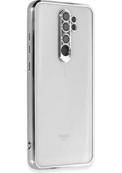 Newface Xiaomi Redmi Note 8 Pro Kılıf Razer Lensli Silikon - Gümüş