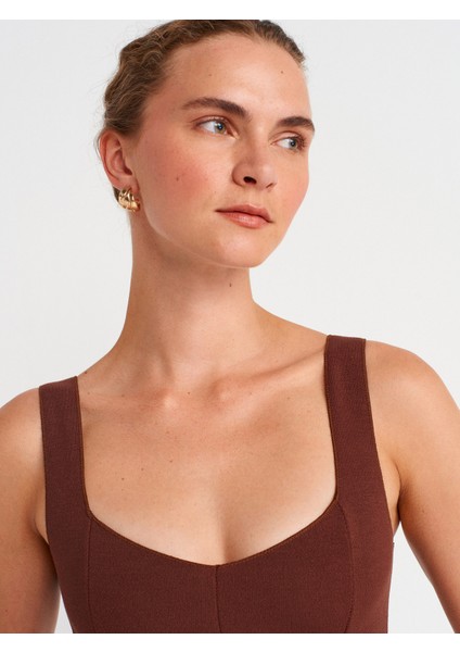 31973 Peplum Streç Top-Açık Kahve modelleri