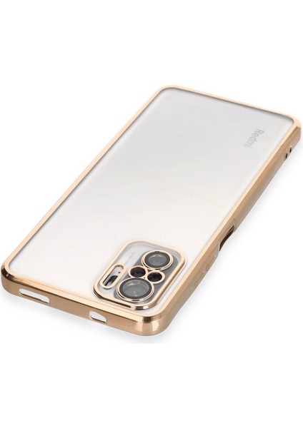 Newface Xiaomi Redmi Note 10 Kılıf Razer Lensli Silikon - Gold modelleri