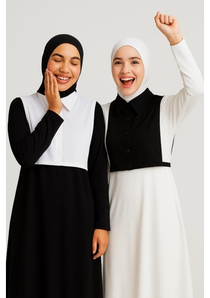 Mırach 2'li Paket Gömlek Yakası Seti - Siyah ve Beyaz | Çıkarılabilir Yaka | Içlikyaka | Tesettür Yaka modelleri