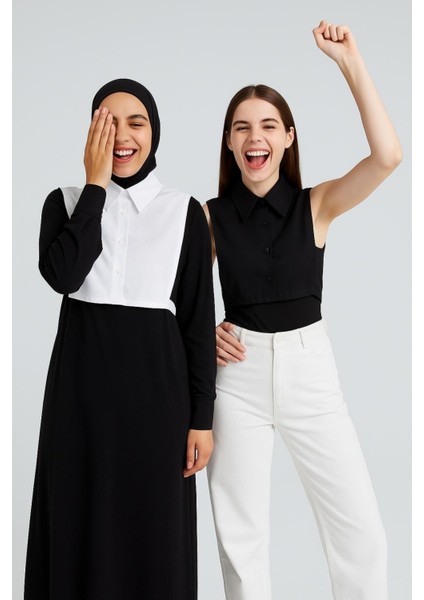 Mırach 2'li Paket Gömlek Yakası Seti - Siyah ve Beyaz | Çıkarılabilir Yaka | Içlikyaka | Tesettür Yaka indirimleri