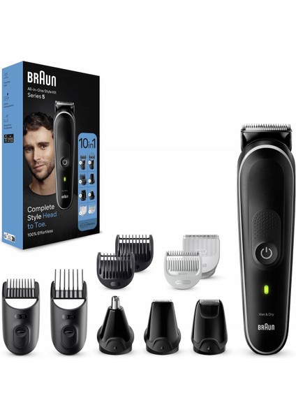Tıraş Makinesi Ultra Keskin Metal Bıçak Islak Kuru Kullanım Siyah 10'u 1 Arada Bakım ve Şekillendirme Seti