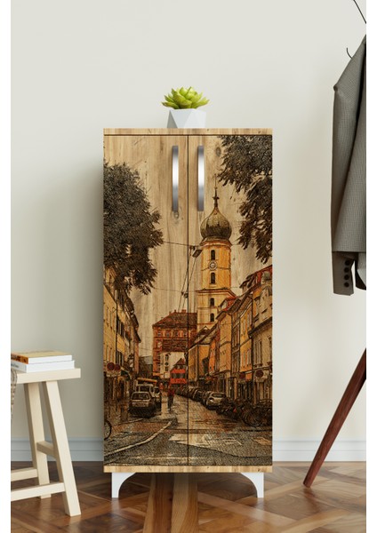 Nostalji Sokak 3 Raflı Çok Amaçlı Dolap Mutfak Salon Banyo Ofis Salon Dolabı modelleri