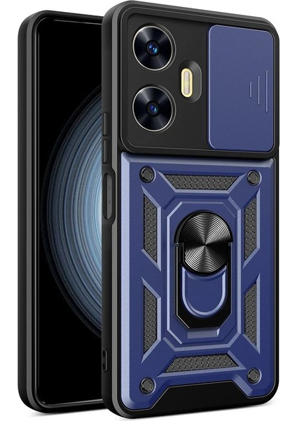 Newface Realme C55 Kılıf Pars Lens Yüzüklü Silikon - Lacivert