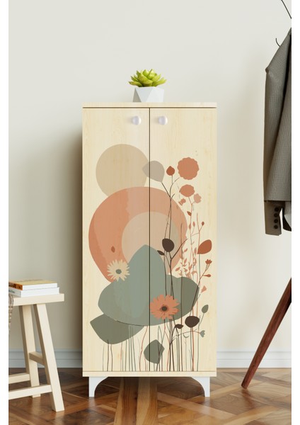 Abstract Flowers 3 Raflı Çok Amaçlı Dolap Mutfak Salon Banyo Ofis Salon Dolabı fiyatları