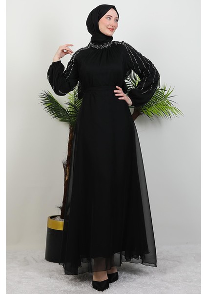 Helen Taşlı Janjan Elbise Siyah