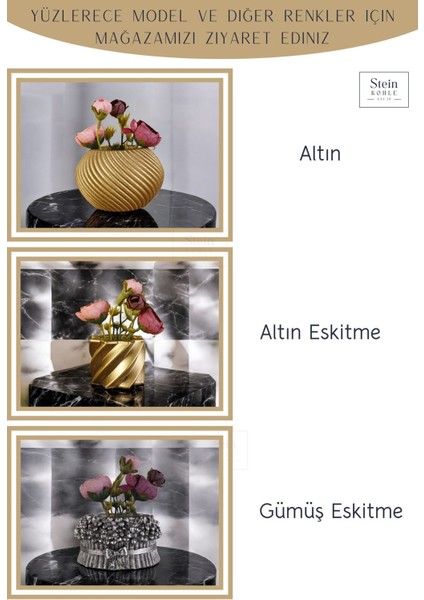 Dekoratif Saksı Minik Kaktüs Saksısı Altın Eskitme Renk Model 33