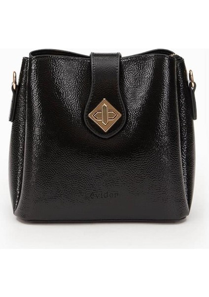 930167 Çanta Siyah Kırışık Rugan Kadın Omuz Çantası modelleri