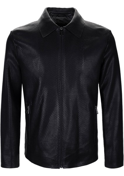 Erkek Hakiki Deri Siyah Deri Mont 571 Z-16 Erk Derımont Y25 Sıyah Lazer