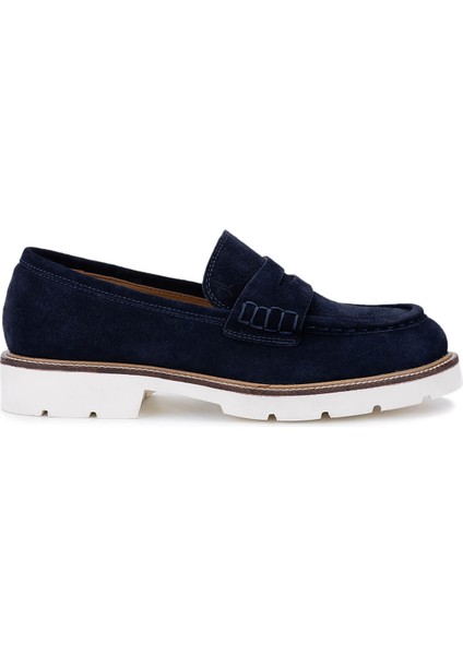 Erkek Hakiki Deri Lacivert Süet Loafer Ayakkabı 325 55368 Erk Ayk Y25 Lacı Suet