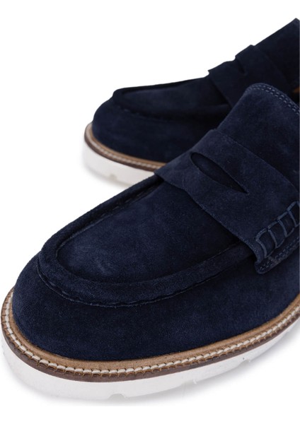 Erkek Hakiki Deri Lacivert Süet Loafer Ayakkabı 325 55368 Erk Ayk Y25 Lacı Suet modelleri