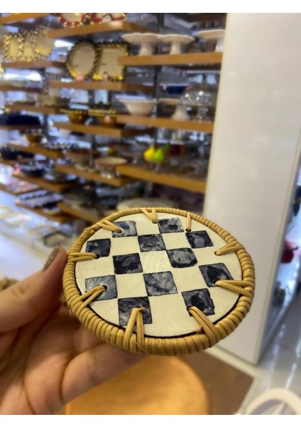 Damalı Tekli Bardak Altlığı 10CM