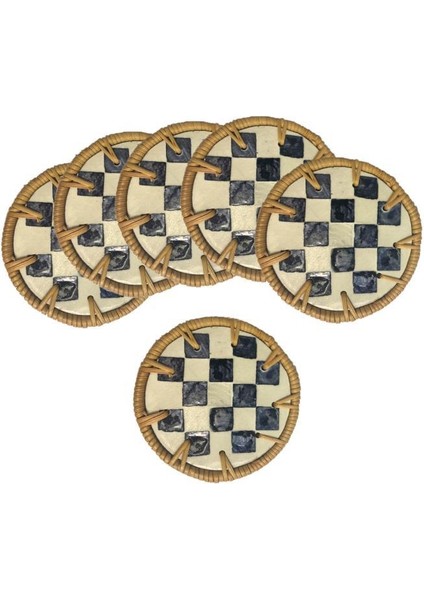 Damalı 6'lı Bardak Altlığı 10CM