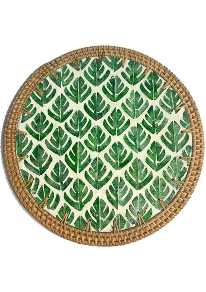 Yeşil Yaprak Rattan Supla/dekoratif Tepsi 30CM fiyatları