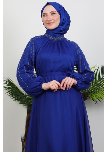 Helen Taşlı Janjan Elbise Gece Mavi fırsatları