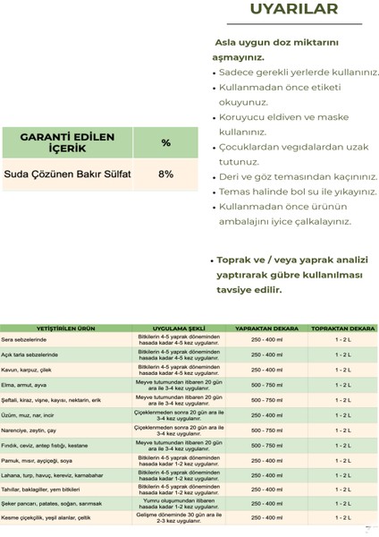 Nutri Cooper Zengin İçerikli Gübre Çözeltisi 1 Lt modelleri