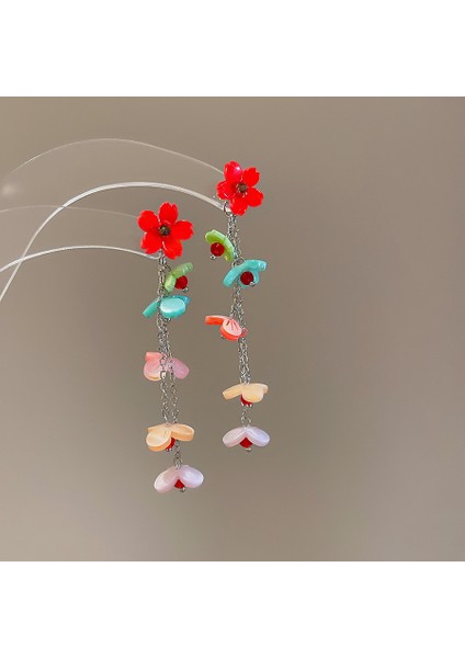 Yeni Gümüş Iğne Çiçek Kolye Küpe Tatil Tarzı Küpe Mori Taze Broş Sınıf Dekoratif Tatlı Küpe (Yurt Dışından)