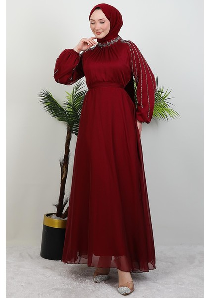 Helen Taşlı Janjan Elbise Bordo fırsatları