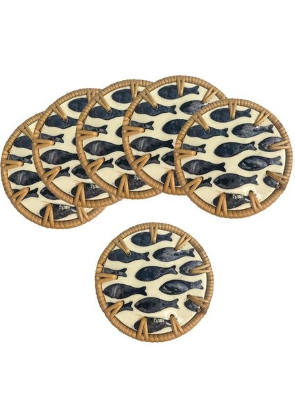 Balık Desen 6'lı Bardak Altlığı 10CM