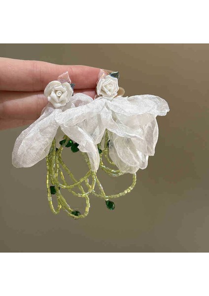 Yeni Gümüş Iğne Çiçek Kolye Küpe Tatil Tarzı Küpe Mori Taze Broş Sınıf Dekoratif Tatlı Küpe (Yurt Dışından)