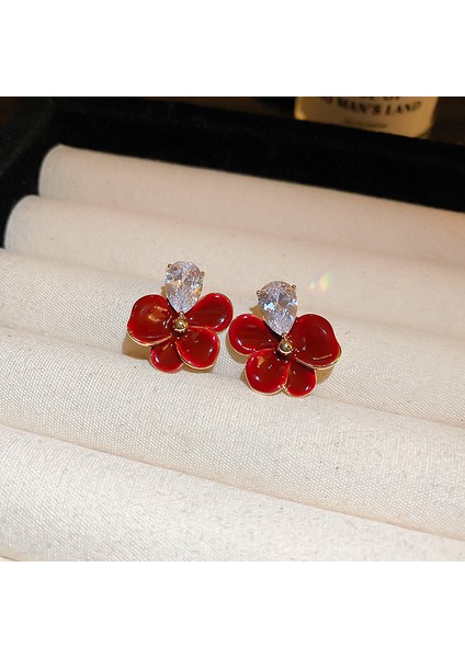 Yeni Bilezik Broş Küpe Gümüş Iğne Yağ Damlası Çiçekler Geometrik Küpe Fransız Retro Moda Mizaç Takı Broş Bilezik (Yurt Dışından)