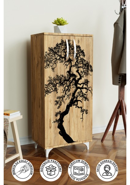 Orman Izi 3 Raflı Çok Amaçlı Dolap Mutfak Salon Banyo Ofis Salon Dolabı