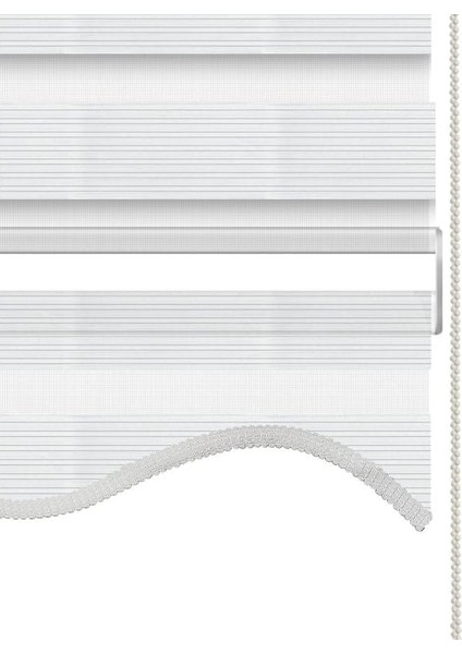 Pileli Beyaz Zebra Perde – Işığı Ayarlayan Şık ve Modern Tasarım