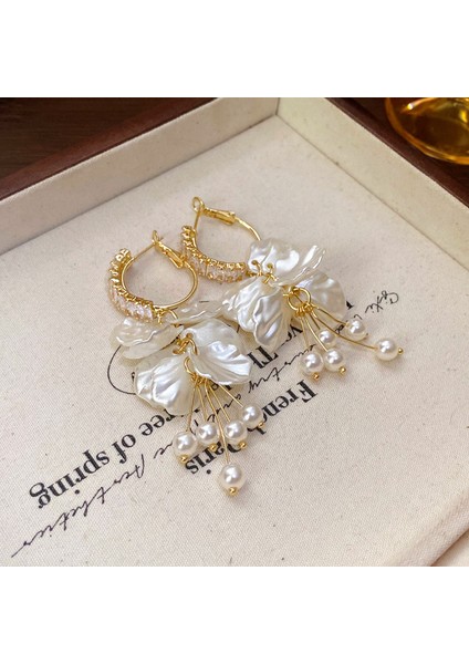 Yeni Fransız Retro Inci Geometrik Küpe Atılı Moda Mizaç Küpe Niş Işık Lüks Broş Takı (Yurt Dışından)