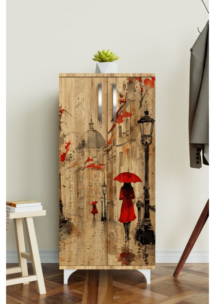 Red Dressed Women 3 Raflı Çok Amaçlı Dolap Mutfak Salon Banyo Ofis Salon Dolabı modelleri