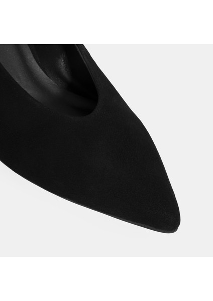 Kadın Siyah Klasik Süet Topuklu Ayakkabı