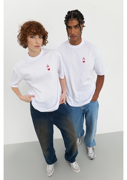 Kadın Beyaz Oversize Tişört – %100 Pamuk – Güneş Sun Baskılı Rahat Kalıp fiyatları