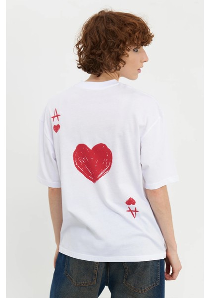 Kadın Beyaz Oversize Tişört – %100 Pamuk – Güneş Sun Baskılı Rahat Kalıp modelleri