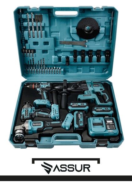 21V Darbeli Kömürsüz 4'lü Set Kırıcı Delici Hilti - Taşlama - Somun Sıkma Sökme - Matkap Vidalama fiyatları