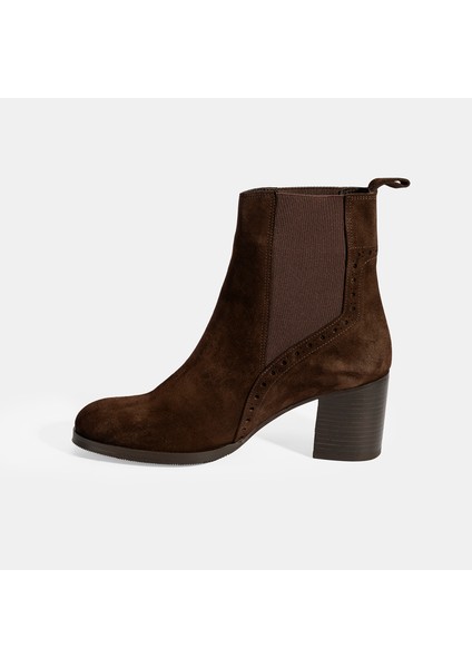 Kadın Kahve Lastikli Topuklu Süet Bot modelleri